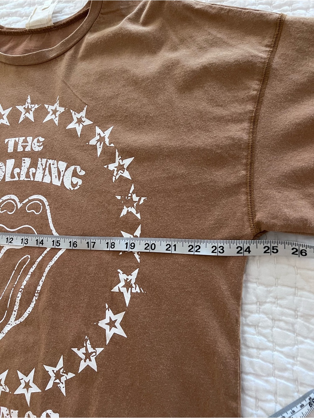Fantastic Fawn The Rolling Stones Short Sleeve Tee Shirt Light Brown Size Small
